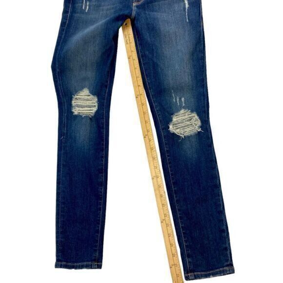 Frame Distressed Skinny Jeans Womens 27 Blue Dark Wash Casualwear Everyday Denim - Picture 11 of 15